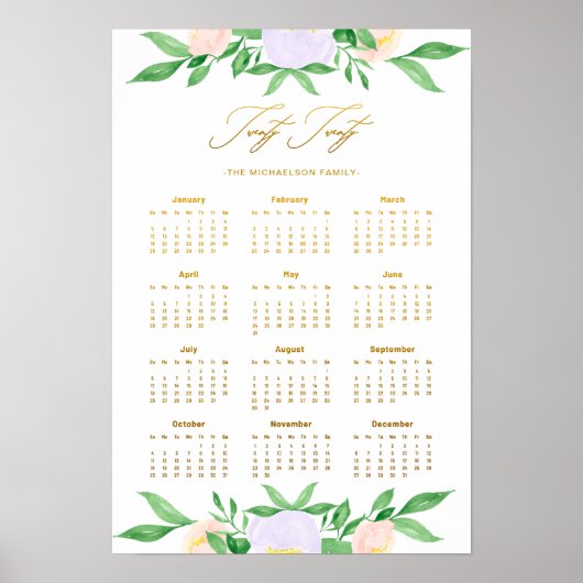 二十フローラと名前のフェイク金ゴールド ポスター (正面)