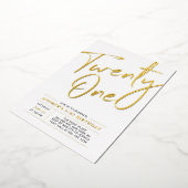 二十モダン一金ゴールド二十一歳パーティー 箔招待状 (回転した状態)