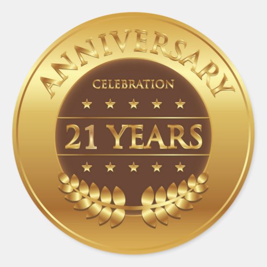 二十一年記念金ゴールド勲章 ラウンドシール (正面)