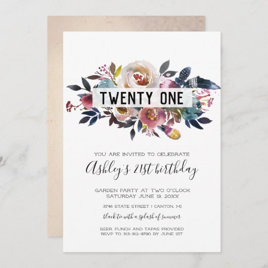 二十一誕生日ガーデンパーティー 招待状 (正面/裏面)