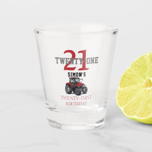 二十一誕生日赤トラクタ機器農場 ショットグラス (正面)