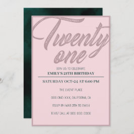 二十一 |バラ金ゴールドピンク21歳の誕生日パーティー 招待状