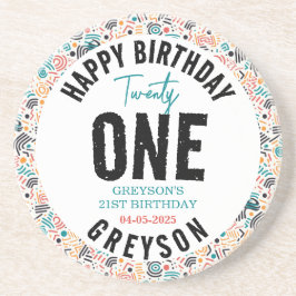 二十一 | 幾何カラフル21歳の誕生日 コースター