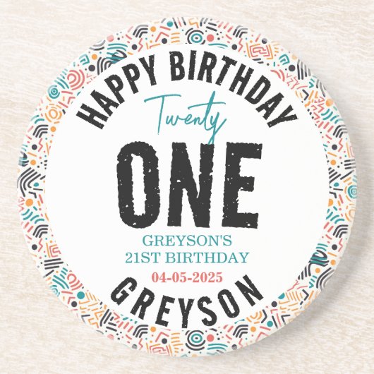 二十一 | 幾何カラフル21歳の誕生日 コースター (正面)