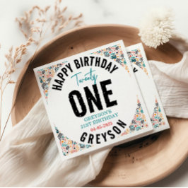 二十一 | 幾何カラフル21歳の誕生日 スタンダードカクテルナプキン