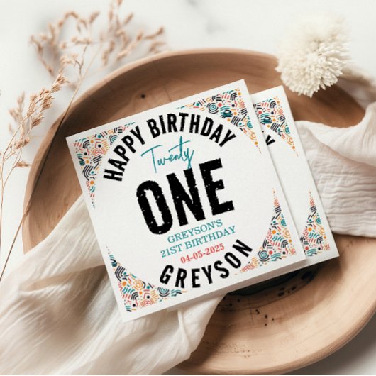 二十一 | 幾何カラフル21歳の誕生日 スタンダードカクテルナプキン