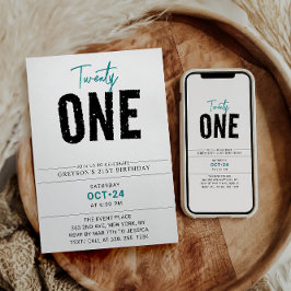 二十一 | 幾何カラフル21歳の誕生日 招待状