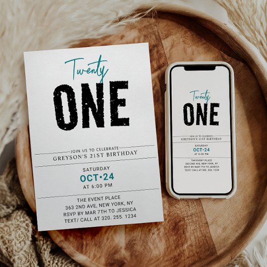 二十一 | 幾何カラフル21歳の誕生日 招待状