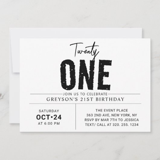 二十一 | 幾何カラフル21歳の誕生日 招待状 (正面)