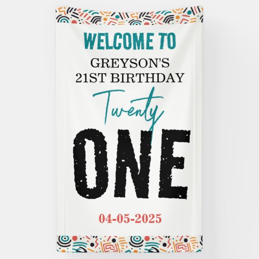 二十一 | 幾何カラフル21歳の誕生日 横断幕 (縦)