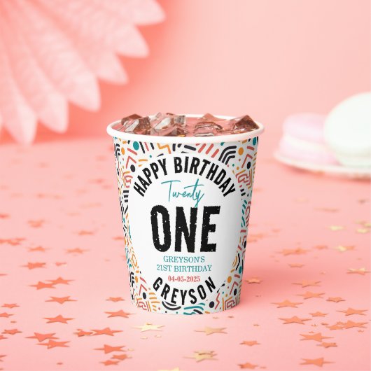 二十一 | 幾何カラフル21歳の誕生日 紙コップ (インサイチュ)