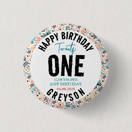 二十一 | 幾何カラフル21歳の誕生日 缶バッジ