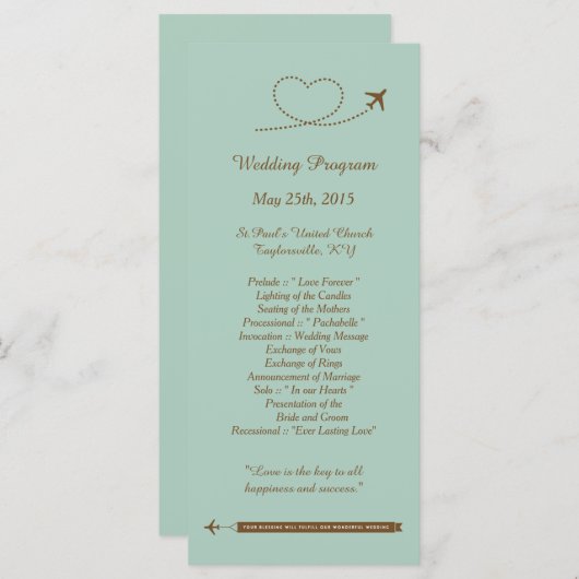 二十五青色飛行機ハート結婚式 プログラム (正面/裏面)