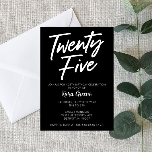 二十五25番目の誕生日招待状 招待状