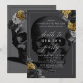 二十代との別れ パーティー招待状 ブラックとゴールド 招待状 (正面/裏面)