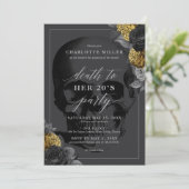 二十代との別れ パーティー招待状 ブラック＆ゴールド 招待状 (スタンド正面)