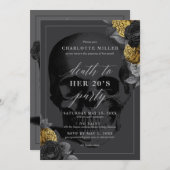 二十代との別れ パーティー招待状 ブラック＆ゴールド 招待状 (正面/裏面)