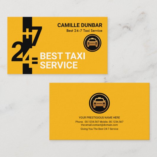 二十四の七黄色いタクシー指定運転者 名刺 (正面/裏面)