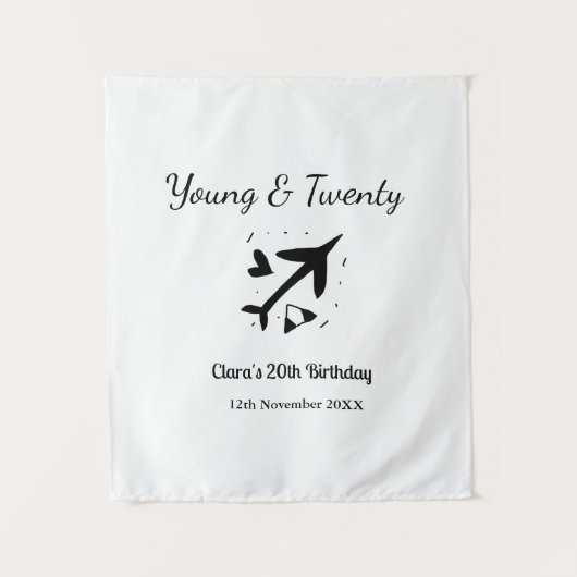 二十歳の冒険 誕生日おめでとう 名前を追加 タペストリー (正面)