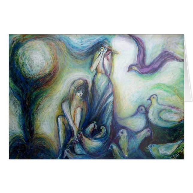 二姉妹，鳥と自然 (正面横)