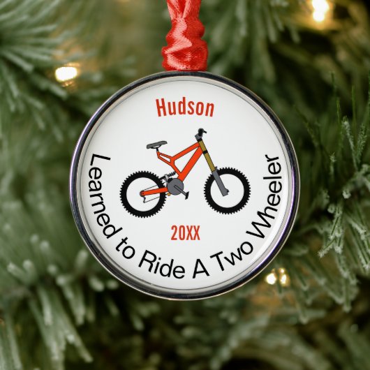 二学輪車に乗る メタルオーナメント (ツリー)