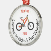 二学輪車に乗る メタルオーナメント (左)