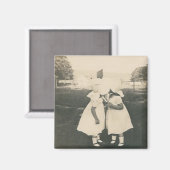 二小さな女の子キスをする磁石 マグネット (正面/裏面)