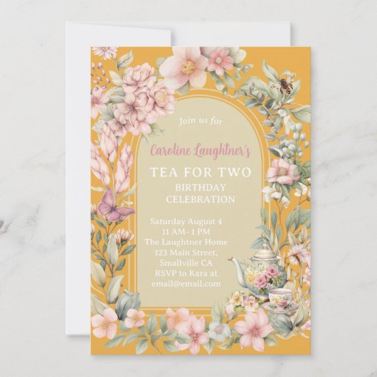 二山花園誕生日用ティー 招待状 (正面)