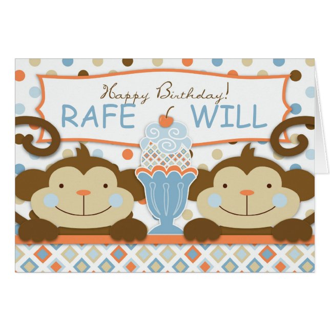 二度おもしろいの男の子カード (正面横)