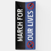 二度とおもしろい改革の行進を我々の人生の旗 横断幕 (縦)