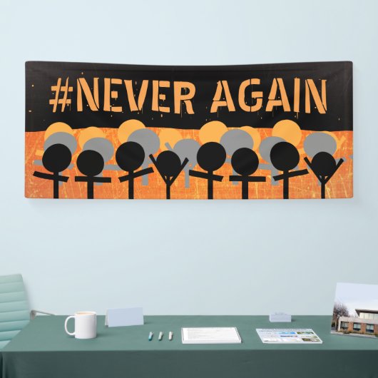 二度と銃の改革抗議バナーを歩き回らない 横断幕 (トレードショー)