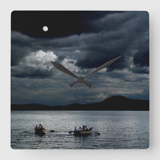 二度ブルームーンポスターで スクエア壁時計 (正面)