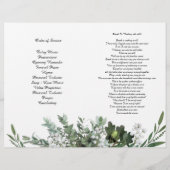 二折り緑の葉の葉葬儀プログラムフライヤー チラシ (裏面)