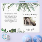 二折り緑の葉の葉葬儀プログラムフライヤー チラシ (シングル)