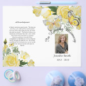 二折イエローローズバタフライ葬儀プログラム チラシ (シングル)