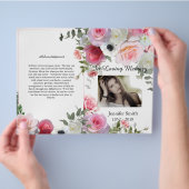 二折ピンクローズ葬式プログラム チラシ (手)