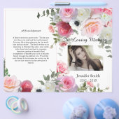 二折ピンクローズ葬式プログラム チラシ (シングル)