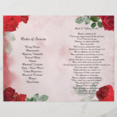 二折赤バラ葬儀プログラム チラシ (裏面)