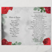 二折赤バラ葬儀プログラム チラシ (裏面)