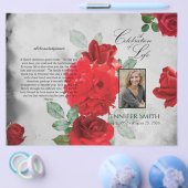 二折赤バラ葬儀プログラム チラシ (シングル)