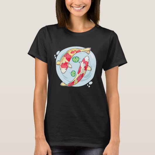 二日本のコイ魚の泳ぎ Tシャツ (正面)