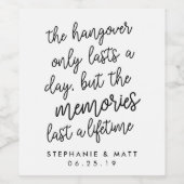 二日酔いの至福 おもしろいパーソナライズされた結婚| ワインラベル (シングルラベル)