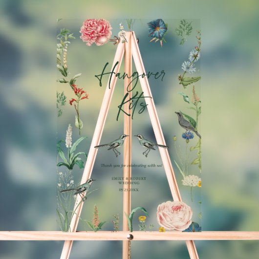 二日酔いキットはエキゾチックな野生の花枠に署名 アクリルサイン (ニュートラル)