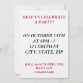 二日酔いパーティーのご招待 招待状 (裏面)