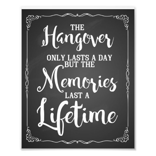 二日酔いパーティー標識，結婚黒板 フォトプリント            (正面)