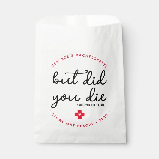 二日酔いレリーフ、 浮き彫りキットパーソナライズされたが死んだのか フェイバーバッグ (正面)