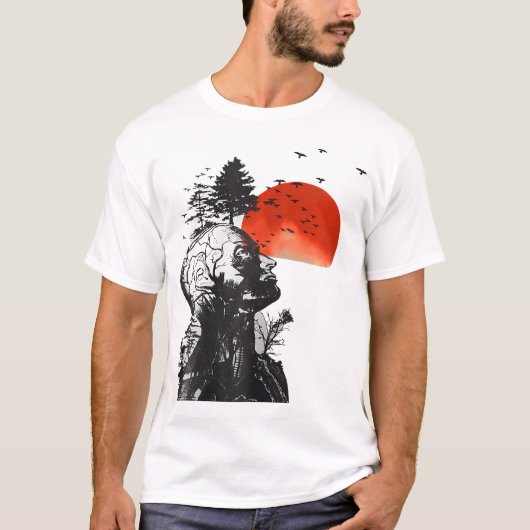 二日酔い人間の木のグラフィック Tシャツ (正面)