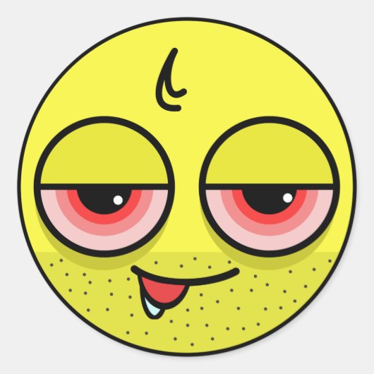 二日酔い顔 ラウンドシール (正面)