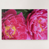 二明るい赤紫色牡丹開花絵画ズ ジグソーパズル (横)