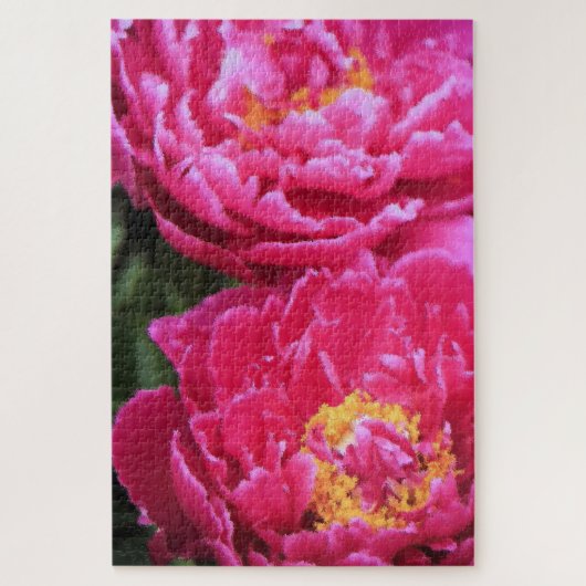 二明るい赤紫色牡丹開花絵画ズ ジグソーパズル (縦)